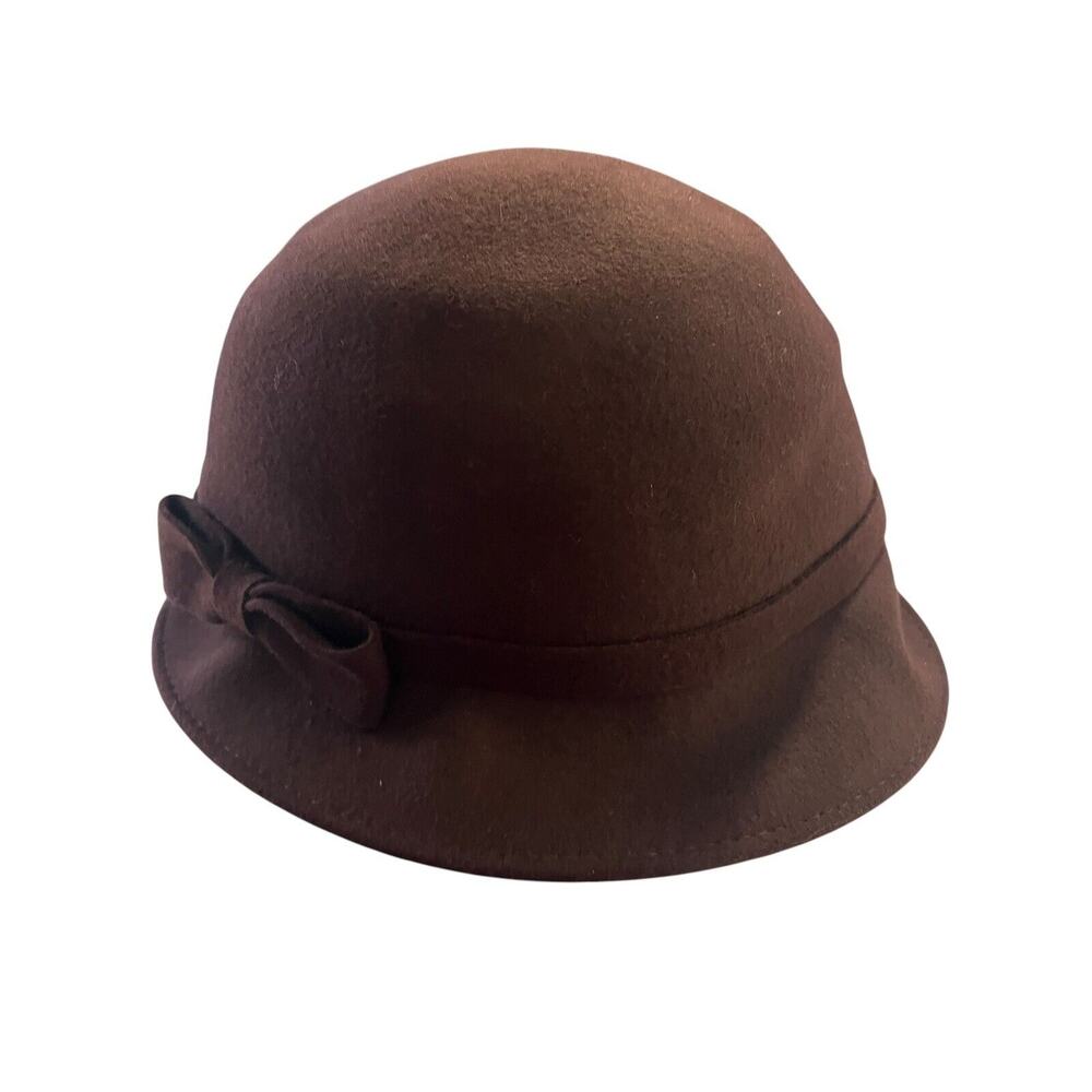 Trixie Brand Brown Women’s 100% Wool Cloche Hat Bow One Size